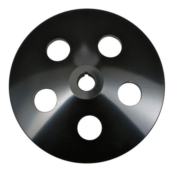 TRANS-DAPT PERFORMANCE PRODUCTS POWER STEERING PULLEY; FITS 1967-84 GM POWER STEERING PUMPS; SINGLE V-GROOVE; 5/8 IN. SHAFT WITH KEYWAY- BLACK ALUMINUM