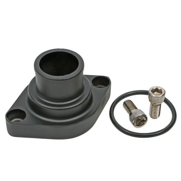 TRANS-DAPT PERFORMANCE PRODUCTS STRAIGHT-UP STYLE WATER NECK; (O-RING SEAL); SB AND BB CHEVY V8- BLACK ALUMINUM