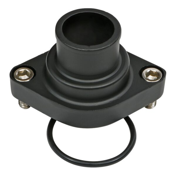 TRANS-DAPT PERFORMANCE PRODUCTS STRAIGHT-UP STYLE WATER NECK; (O-RING SEAL); SB AND BB CHEVY V8- BLACK ALUMINUM