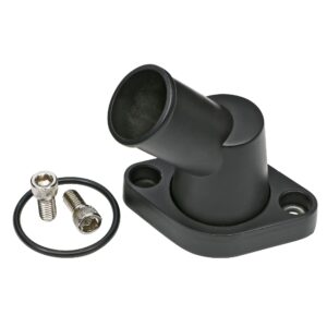 TRANS-DAPT PERFORMANCE PRODUCTS 45 DEGREE, SWIVEL STYLE WATER NECK; (O-RING SEAL); SB AND BB CHEVY V8- BLACK ALUMINUM