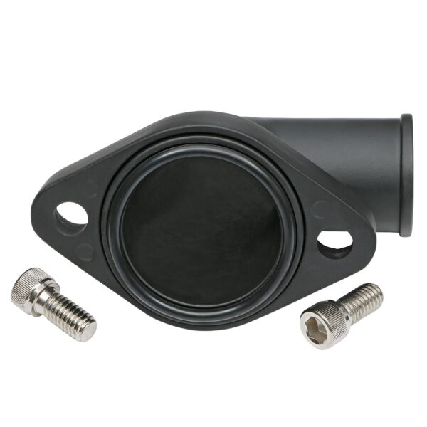 TRANS-DAPT PERFORMANCE PRODUCTS 45 DEGREE, SWIVEL STYLE WATER NECK; (O-RING SEAL); SB AND BB CHEVY V8- BLACK ALUMINUM