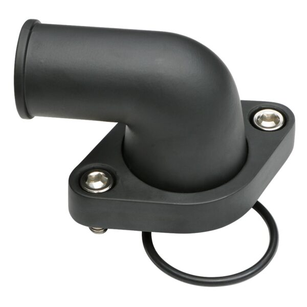 TRANS-DAPT PERFORMANCE PRODUCTS 90 DEGREE, SWIVEL STYLE WATER NECK; (O-RING SEAL); SB AND BB CHEVY V8- BLACK ALUMINUM