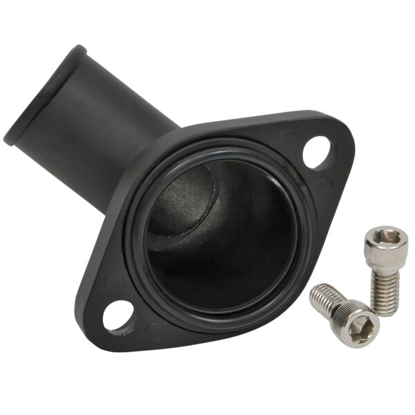 TRANS-DAPT PERFORMANCE PRODUCTS 15 DEGREE, SWIVEL STYLE WATER NECK; (O-RING SEAL); SB AND BB CHEVY V8- BLACK ALUMINUM