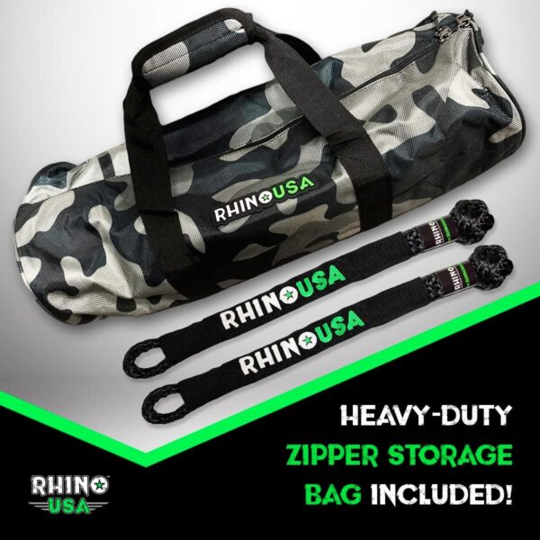 RHINO USA 7/8" X 30' KINETIC ROPE RECOVERY KIT W/SOFT SHACKLES (BLACK)