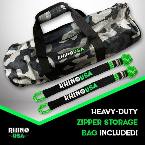 RHINO USA 7/8" X 30' KINETIC ROPE RECOVERY KIT W/SOFT SHACKLES (GREEN)