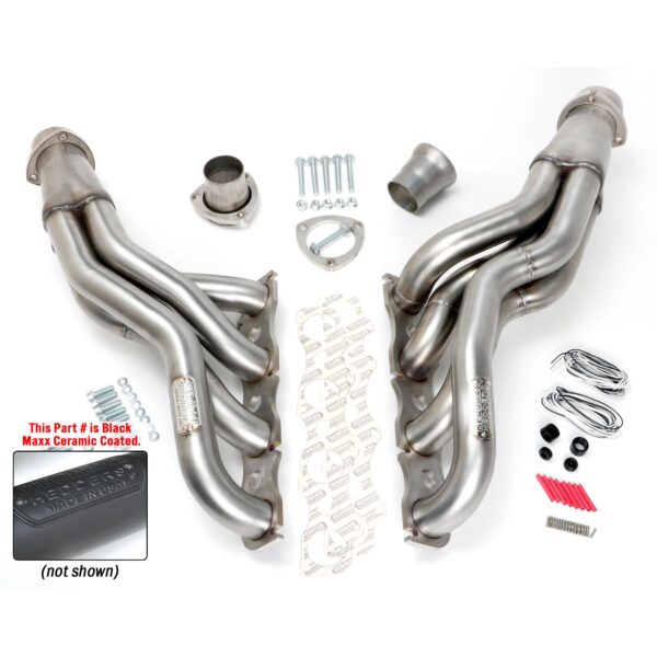 HEDMAN HEDDERS STAINLESS HEADERS; 06-17 DODGE CHARGER, 09-17 DODGE CHALLENGER, 05-08 DODGE MAGNUM 5.7L, 6.1L, 6.2L OR 6.4L ENGINE; 2 IN. LONG TUBE DESIGN- BLACK MAXX COATED 304 STAINLESS STEEL