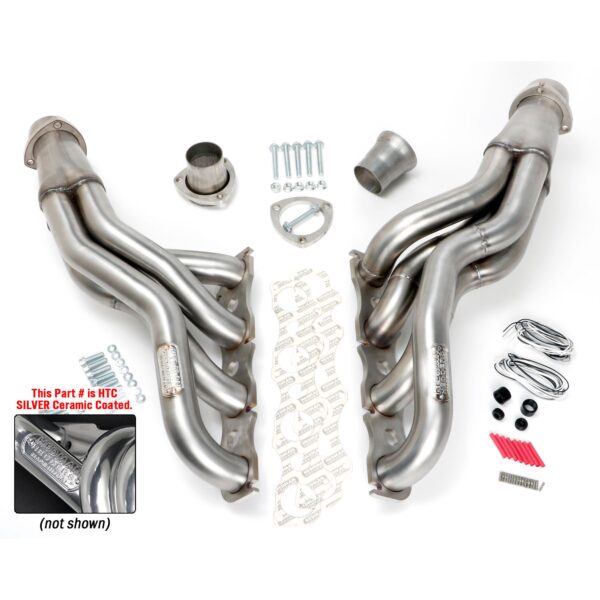 HEDMAN HEDDERS STAINLESS HEADERS; 06-17 DODGE CHARGER, 09-17 DODGE CHALLENGER, 05-08 DODGE MAGNUM 5.7L, 6.1L, 6.2L OR 6.4L ENGINE; 2 IN. LONG TUBE DESIGN- HTC SILVER COATED 304 STAINLESS STEEL