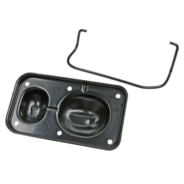 TRANS-DAPT PERFORMANCE PRODUCTS BRAKE MASTER CYLINDER COVER; EARLY GM(1967-80); 3 X 5-5/8 IN.; SINGLE BAIL- BLACK STEEL