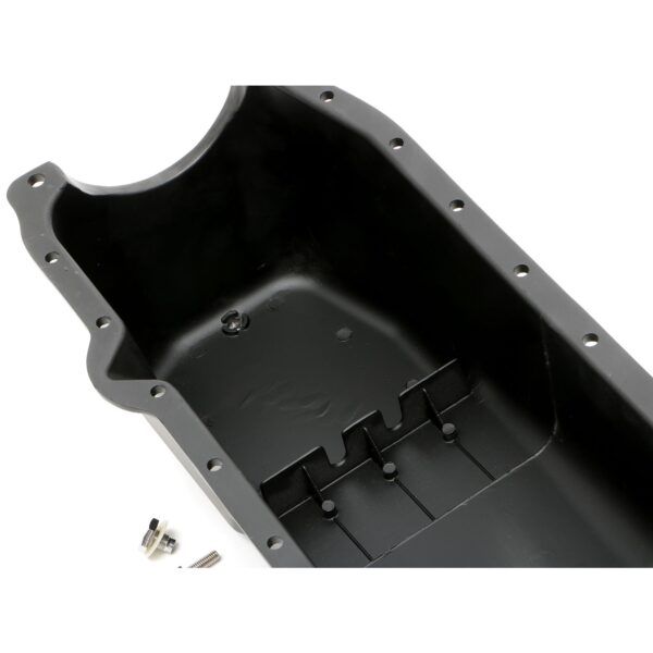 TRANS-DAPT PERFORMANCE PRODUCTS, FINNED OEM-STYLE OIL PAN, BLACK ALUMINUM, 4 QTS. CAPACITY; 1986-00 SB CHEVY 305-350