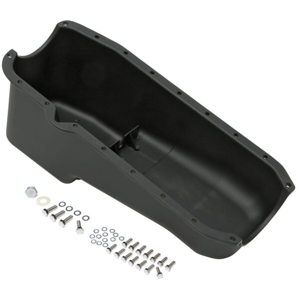 TRANS-DAPT PERFORMANCE PRODUCTS, FINNED OIL PAN, BLACK ALUMINUM;  1980-85 SB CHEVY 305-350