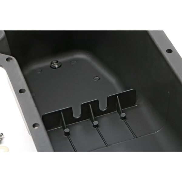 TRANS-DAPT PERFORMANCE PRODUCTS, FINNED OIL PAN, BLACK ALUMINUM;  1980-85 SB CHEVY 305-350