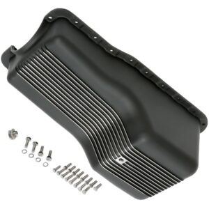 TRANS-DAPT PERFORMANCE PRODUCTS, FINNED OIL PAN, BLACK ALUMINUM; 1962-82 SB FORD 260-302