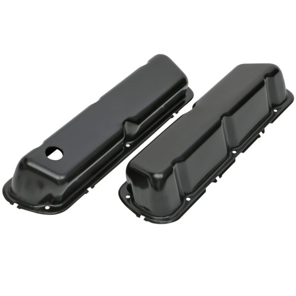 TRANS-DAPT PERFORMANCE PRODUCTS O.E.M. REPRODUCTION DESIGN VALVE COVERS; STOCK; 1986-1995 FORD 5.0L- BLACK STEEL