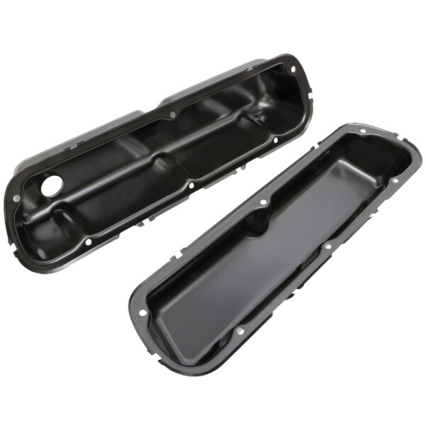 TRANS-DAPT PERFORMANCE PRODUCTS O.E.M. REPRODUCTION DESIGN VALVE COVERS; STOCK; 1986-1995 FORD 5.0L- BLACK STEEL