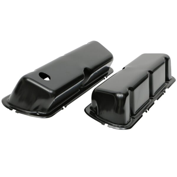 TRANS-DAPT PERFORMANCE PRODUCTS O.E.M. REPRODUCTION DESIGN VALVE COVERS; STOCK; 1986-1995 FORD 5.0L- BLACK STEEL