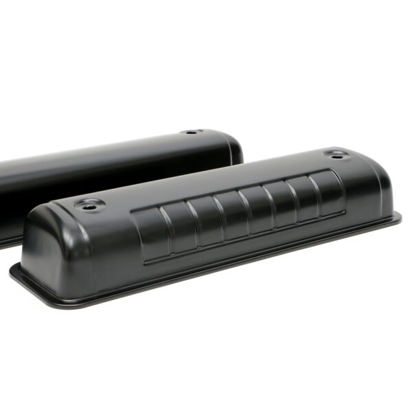 TRANS-DAPT PERFORMANCE PRODUCTS O.E.M. REPRODUCTION DESIGN VALVE COVERS; STOCK; 1956-1962 FORD Y-BLOCK- BLACK STEEL