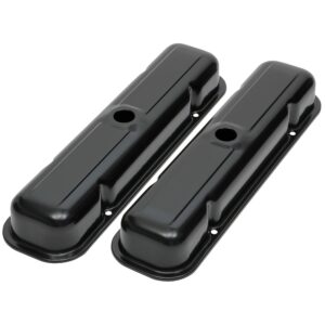 TRANS-DAPT PERFORMANCE PRODUCTS O.E.M. REPRODUCTION DESIGN VALVE COVERS; SHORT; 1959-1979 PONTIAC 326-455- BLACK STEEL