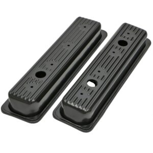 TRANS-DAPT PERFORMANCE PRODUCTS TRADITIONAL DESIGN VALVE COVERS; SHORT; 5.0-5.7L CHEVY 1987-99 (TRUCKS ONLY)- BLACK STEEL