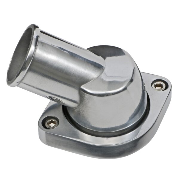 TRANS-DAPT PERFORMANCE PRODUCTS 30 DEGREE, SWIVEL STYLE WATER NECK; 1997-2015 GM LS (GEN III/IV) ENGINES- POLISHED ALUMINUM