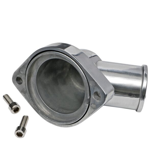TRANS-DAPT PERFORMANCE PRODUCTS 30 DEGREE, SWIVEL STYLE WATER NECK; 1997-2015 GM LS (GEN III/IV) ENGINES- POLISHED ALUMINUM