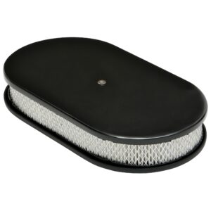 TRANS-DAPT PERFORMANCE PRODUCTS OVAL AIR CLEANER SET; SMOOTH-TOP; 8-3/8 IN. WIDTH, 15 IN. LENGTH; RAISED BASE- BLACK ALUMINUM