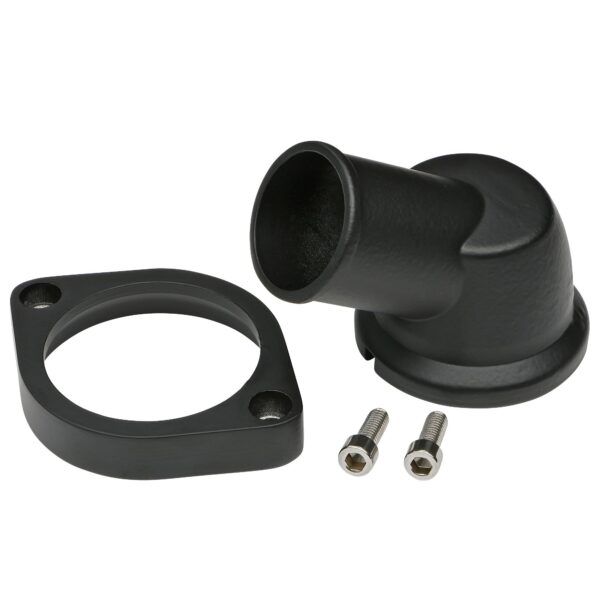 TRANS-DAPT PERFORMANCE PRODUCTS 30 DEGREE, SWIVEL STYLE WATER NECK; 1997-2015 GM LS (GEN III/IV) ENGINES- BLACK ALUMINUM
