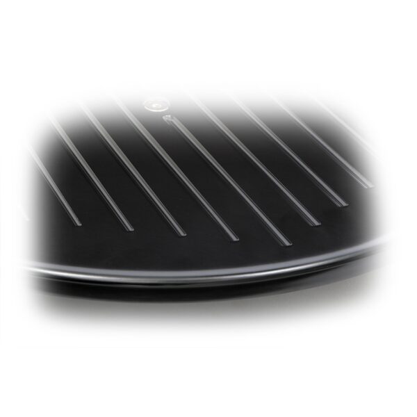 TRANS-DAPT PERFORMANCE PRODUCTS ROUND AIR CLEANER SET; PINSTRIPED (BALL-MILLING); 14 IN. DIAMETER, 3 IN. TALL; RECESSED BASE- BLACK ALUMINUM TOP/ BLACK STEEL BASE