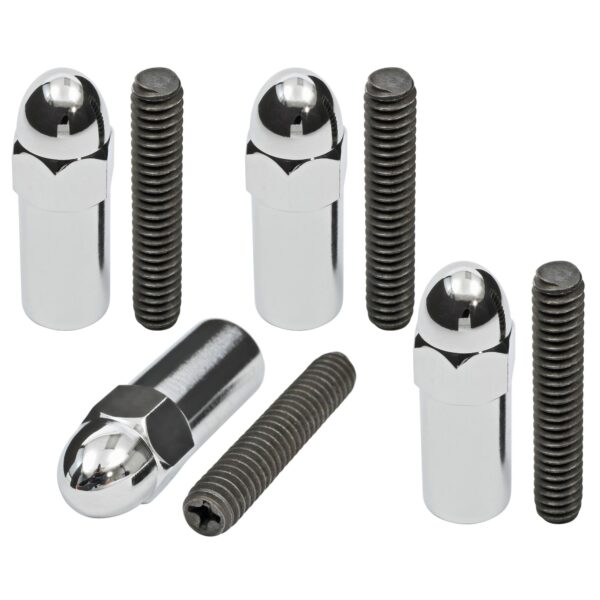 1-3/8 IN. TALL, STEEL ACORN-STYLE VALVE COVER STUDS; 1/4-20 THREAD- CHROME