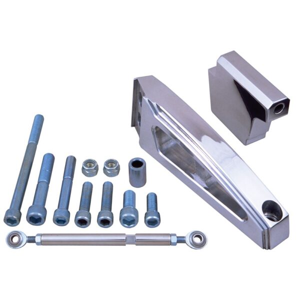 TRANS-DAPT PERFORMANCE PRODUCTS AIR CONDITIONING AND ALTERNATOR BRACKET SET; 1965-68 BB CHEVY (SHORT WATER PUMP)- BILLET ALUMINUM
