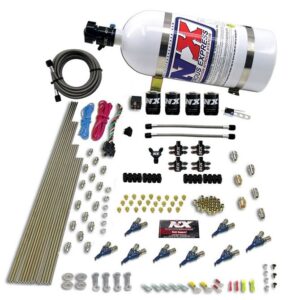 Nitrous Express 8 CYL PIRANHA DIRECT PORT, 4 SOLENOIDS, WITH 10LB BOTTLE (200-500HP JETTING)