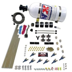 Nitrous Express 8 CYL PIRANHA DIRECT PORT, 4 SOLENOIDS, WITH 10LB BOTTLE (200-500HP EFI JETs)