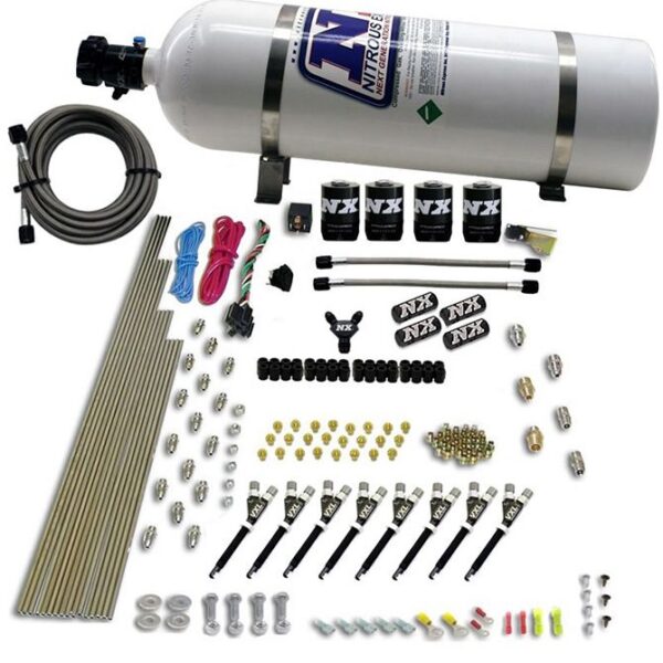 Nitrous Express 8 CYL VXL DIRECT PORT, 4 SOLENOIDS (200-500HP JETTING) W/ 15LB BOTTLE