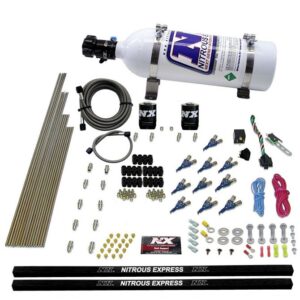 Nitrous Express 10-CYL PIRANHA NOZZLE DIRECT PORT SYSTEM W/ 5LB BOTTLE (250-500HP)