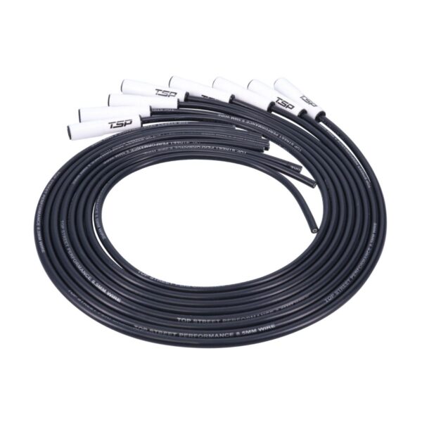 LS/LT Universal Ignition Wires; 8.5mm Black; Straight White Ceramic Plug Boots