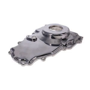 TSP GM LS 1-Piece Polished Aluminum Timing Cover with Cam Position Sensor Provision, Harness, Crank Seal, and Gasket