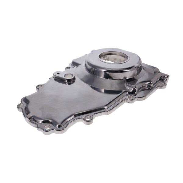 TSP GM LS 1-Piece Polished Aluminum Timing Cover with Cam Position Sensor Provision, Harness, Crank Seal, and Gasket