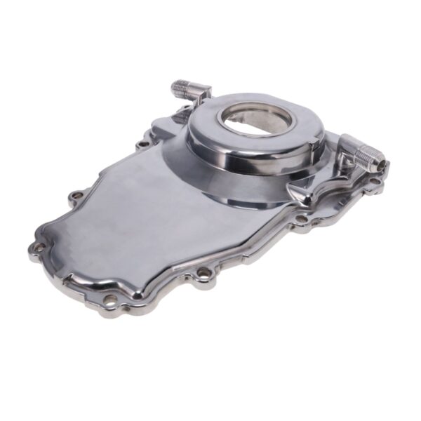 TSP GM LS 1-Piece Polished Aluminum Timing Cover with Turbo Oil Drain Return
