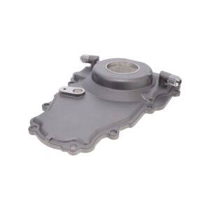 TSP GM LS 1-Piece Satin Aluminum Timing Cover with Turbo Oil Drain Return and Cam Position Sensor Provision, Harness, Crank Seal, and Gasket