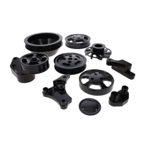 TSP GM LS Black Serpentine Front Drive System Brackets, Pulleys, and Belt Tensioner