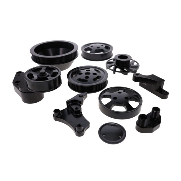 TSP GM LS Black Serpentine Front Drive System Brackets, Pulleys, and Belt Tensioner
