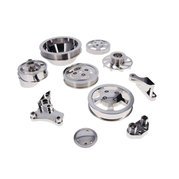 TSP GM LS Polished Serpentine Front Drive System Brackets, Pulleys, and Belt Tensioner