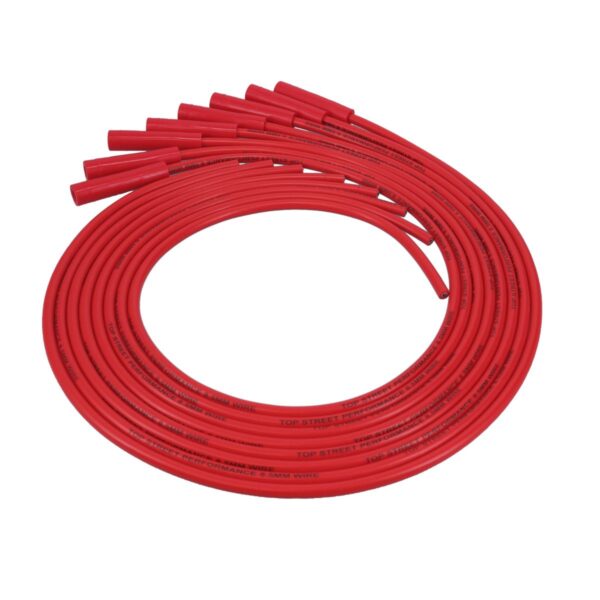 LS/LT Universal Ignition Wires; 8.5mm Red; Straight Black Plug Boots