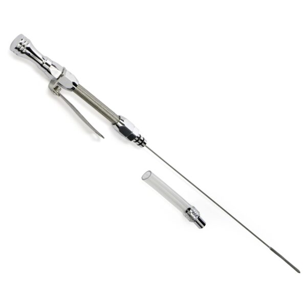 TRANS-DAPT PERFORMANCE PRODUCTS ALUMINUM OIL PAN DIPSTICK; BRAIDED TUBE- 1955-79 SB CHEVY 283-350
