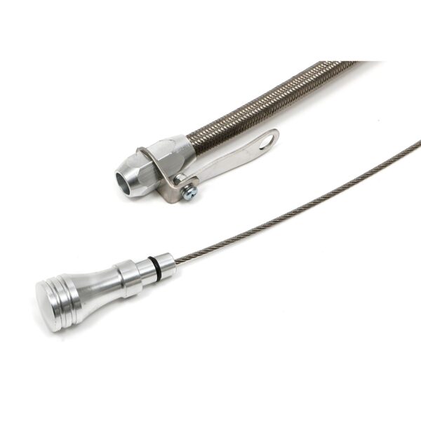TRANS-DAPT PERFORMANCE PRODUCTS ALUMINUM OIL PAN DIPSTICK; BRAIDED TUBE- 1965-90 BB CHEVY 396-454