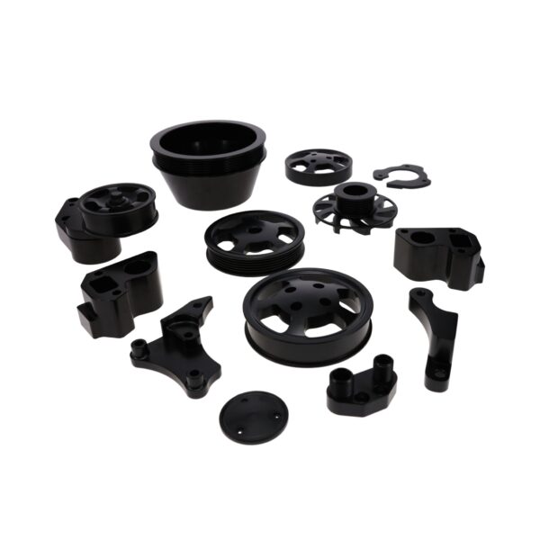 TSP GM LT Black Serpentine Front Drive System Brackets, Pulleys, and Belt Tensioner
