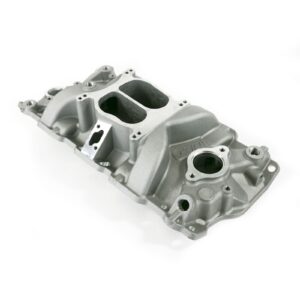 TSP Intake Manifold; Chevy Small Block Carb. Aluminum Dual Plane; Satin