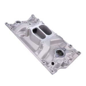 Intake Manifold; Chevy Small Block Carb. Aluminum Dual Plane; Polished