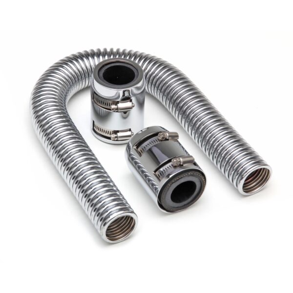 TRANS-DAPT PERFORMANCE PRODUCTS 12 IN. STAINLESS STEEL RADIATOR HOSE KIT- CHROMED ALUMINUM ENDS