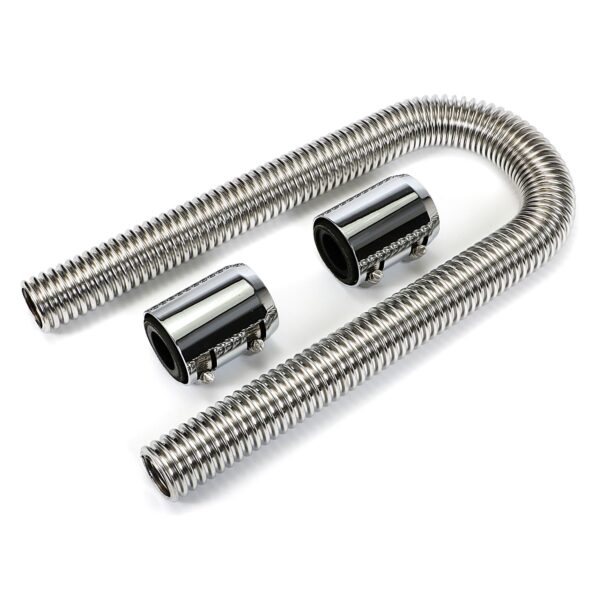 TRANS-DAPT PERFORMANCE PRODUCTS 36 IN. STAINLESS STEEL RADIATOR HOSE KIT- CHROMED ALUMINUM ENDS