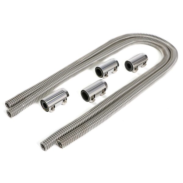 TRANS-DAPT PERFORMANCE PRODUCTS STAINLESS STEEL HEATER HOSE KIT- POLISHED ALUMINUM ENDS